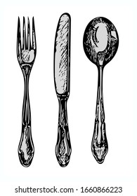 Cutlery Set. Vector Illustration of Dishware.