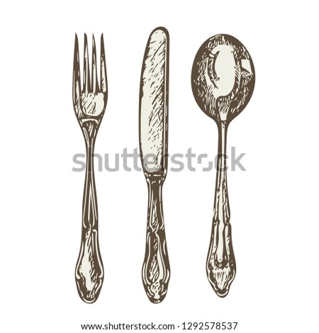 Cutlery Set. Vector Illustration of Dishware.