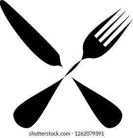 Cutlery set vector illustration. Knife and fork silhouette icon.