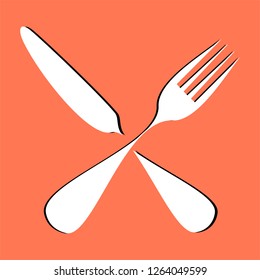 Cutlery set vector illustration. Knife and fork silhouette icon.