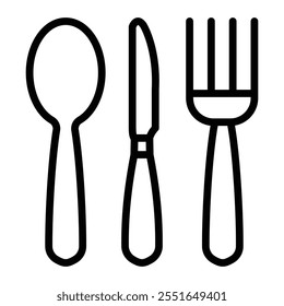 Cutlery Set Vector Line Icon Design