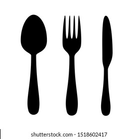 Cutlery Set Vector Silhouette - Spoon Fork Knife