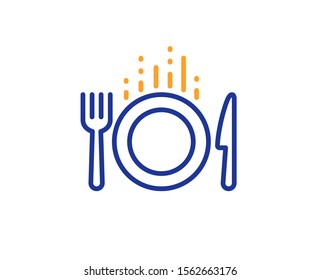 Cutlery sign. Food line icon. Fork, knife symbol. Colorful outline concept. Blue and orange thin line food icon. Vector