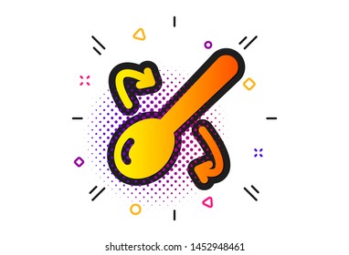 Cutlery sign. Halftone circles pattern. Cooking spoon icon. Food mix symbol. Classic flat cooking spoon icon. Vector