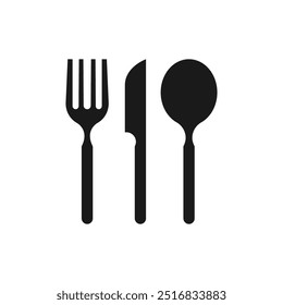 Cutlery sign. Spoon, fork and knife. Eating out. Restaurant business concept. Vector