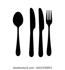Cutlery silhueta ícone vetor ilustração plana sobre fundo branco.