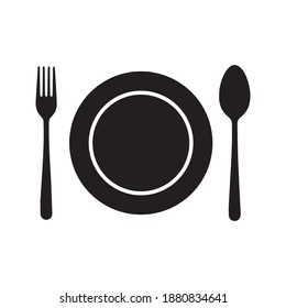 Cutlery silhouettes icon. Spoon, knife, fork, plate. Ready to use vector elements. vector illustration on blank background editable