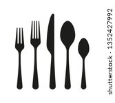 Cutlery silhouettes. Spoon, knife, forks. Ready to use vector elements