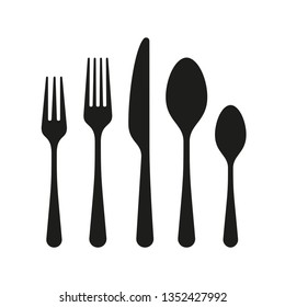 Cutlery silhouettes. Spoon, knife, forks. Ready to use vector elements