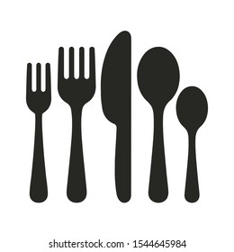 Cutlery silhouettes. Spoon, knife, forks. Ready to use vector elements