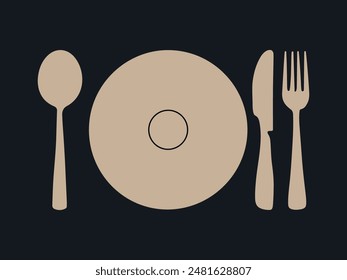 Cutlery silhouettes vector. Spoon, knife, and fork icons. Kitchen accessories vector elements