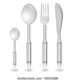 cutlery in silver color vector illustration on white