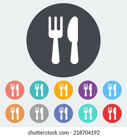 Cutlery. Single flat icon on the circle. Vector illustration.