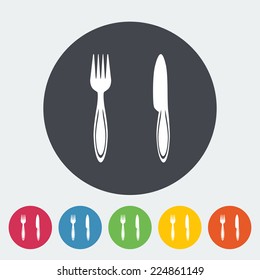 Cutlery. Single flat icon on the circle. Vector illustration.