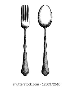 cutlery sketch. isolated object vector illustration
