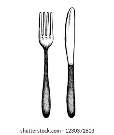 cutlery sketch. isolated object vector illustration