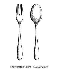 cutlery sketch. isolated object vector illustration