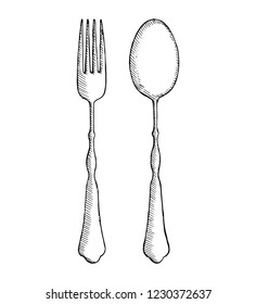 cutlery sketch. isolated object vector illustration
