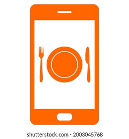 Cutlery and smartphone on white