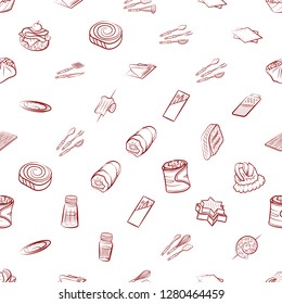 Cutlery, Snacks and Table setting set. Background for printing, design, web. Usable as icons. Seamless. Binary color.