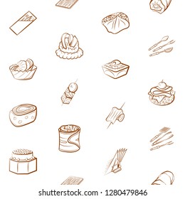 Cutlery, Snacks and Table setting set. Background for printing, design, web. Usable as icons. Seamless. Binary color.