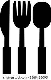 cutlery spoon fork icon food vector illustration black