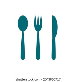 Cutlery. Spoon, fork, knife, flat icon. Vector illustration isolated on white background.