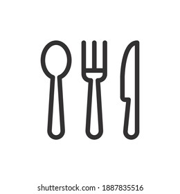 Cutlery, spoon, fork, knife line icon for web template and app. Vector illustration design on white background. EPS 10