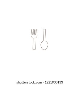 Cutlery spoon and fork in a linear style. Vector graphics