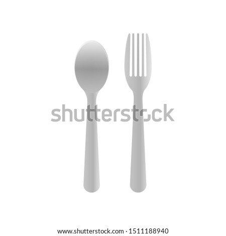 Cutlery - spoon and fork. Vector illustration on a white background.