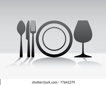 Cutlery spoon knife fork glass illustration