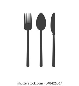 Cutlery - spoon, knife and fork icon. vector illustration