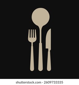 Cutlery symbol. Flat design style fork, knife, and spoon icon. Vector illustration.