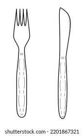 The Cutlery symbol - knife and fork, black outline