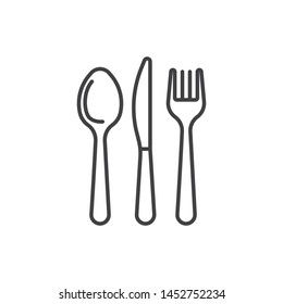 Cutlery, Tableware, Restaurant, Knife, Spoon, Fork Line Icon.