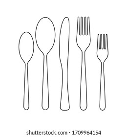 Cutlery, tableware, restaurant, knife, spoon, fork line icon.