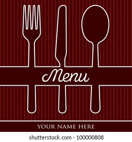 Cutlery theme paper cut out menu in vector format.