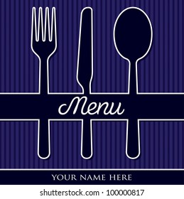 Cutlery theme paper cut out menu in vector format.