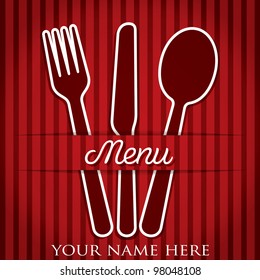 Cutlery theme paper cut out menu in vector format.