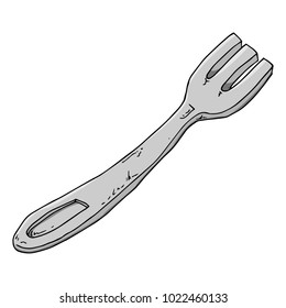 Cutlery. A three-pronged plug. Vector illustration. Fork.