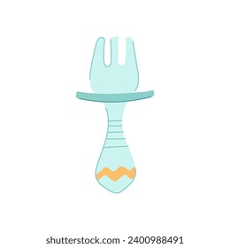 caricatura del tenedor del niño más pequeño. chaval de mesa, plato a color, plato de cena, cartel de tenedor de niño. ilustración vectorial de símbolo aislado
