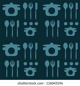 cutlery turquoise seamless pattern
