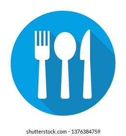 Cutlery vector blue icon in modern flat style isolated. Cutlery can support is good for your web design.