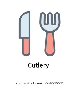 Cutlery Vector  Fill outline Icons. Simple stock illustration stock