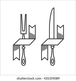 Cutlery, vector icon. Knife and fork set.