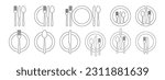 Cutlery vector icon set. Fork, Spoon and Knife icons. Silverware icons. Black silverware icon. Vector 10 eps.
