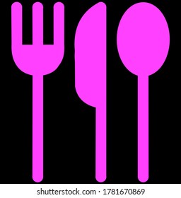 Cutlery vector icon showing a spoon, fork and knife. 