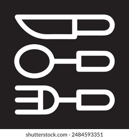 Cuchillería iconos vectoriales, tenedor, cuchara, cuchillo.