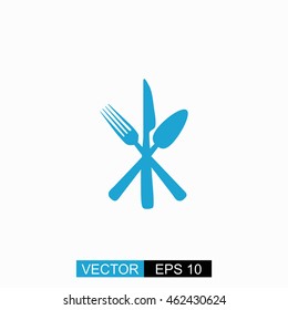 Cutlery vector. Isolated blue icon on white background.