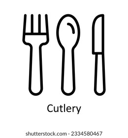 Cutlery Vector outline Icon Design illustration. Kitchen and home  Symbol on White background EPS 10 File